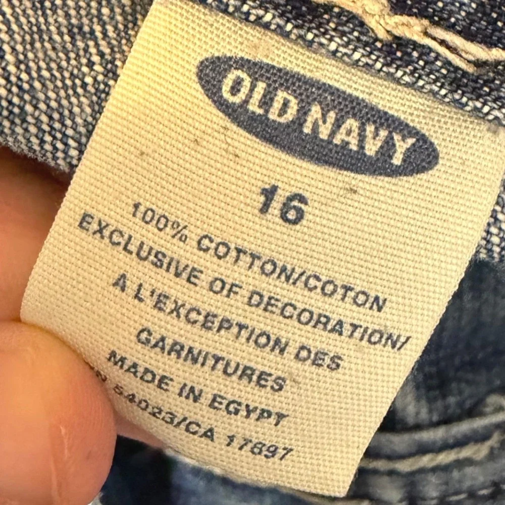Vintage Old Navy Girls Size 16 Wide Leg Cargo Jeans Blue Denim Y2K Baggy Utility